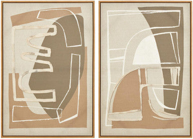 Orsina Astratto Set of 2 Hand-Painted Neutral Abstract Canvas Wall Art
