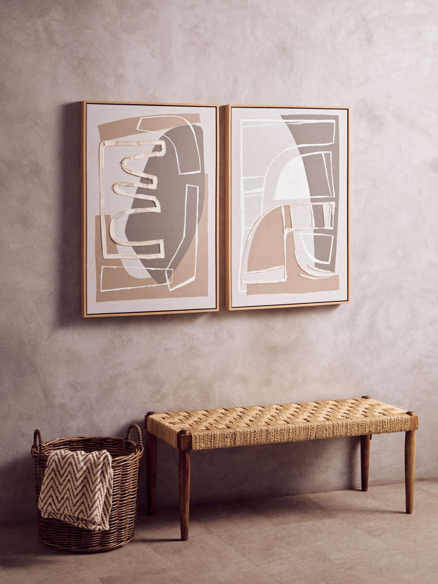 Orsina Astratto Set of 2 Hand-Painted Neutral Abstract Canvas Wall Art