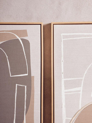 Orsina Astratto Set of 2 Hand-Painted Neutral Abstract Canvas Wall Art
