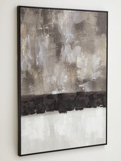 Orsina Astratto Monochrome Framed Abstract Canvas Wall Art – Grey & White