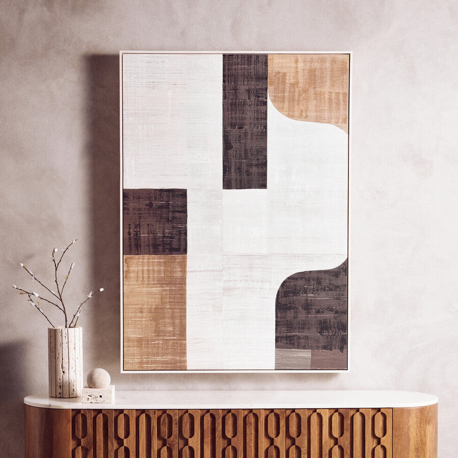 Orsina Nason Abstract Botanical Gold and White Textured Canvas Wall Art