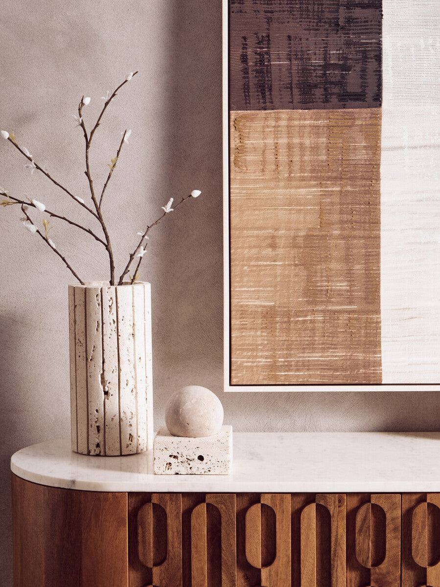 Orsina Nason Abstract Botanical Gold and White Textured Canvas Wall Art