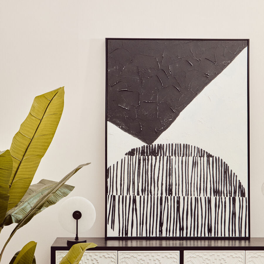 Orsina Astratto Black and White Abstract Botanical Leaf Wall Art