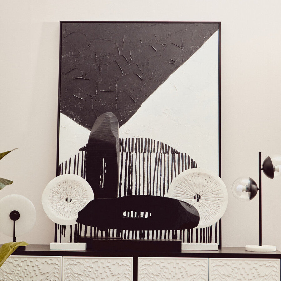 Orsina Astratto Black and White Abstract Botanical Leaf Wall Art