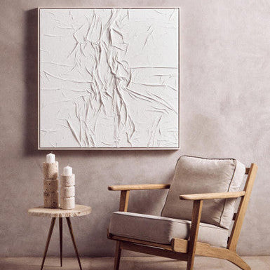Orsina Astratto White Hand Painted Sculptural Fabric Wall Art