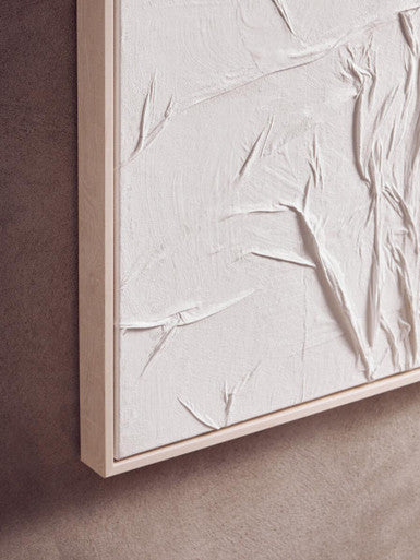 Orsina Astratto White Hand Painted Sculptural Fabric Wall Art
