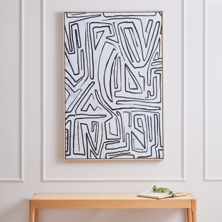 Orsina Astratto Abstract Black and Cream Textured Wall Art – Modern