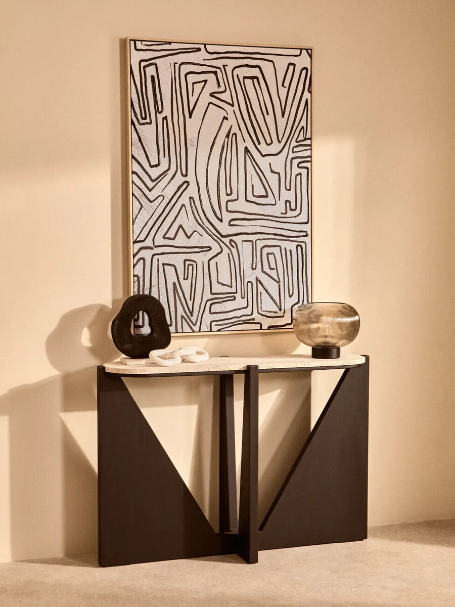 Orsina Astratto Abstract Black and Cream Textured Wall Art – Modern
