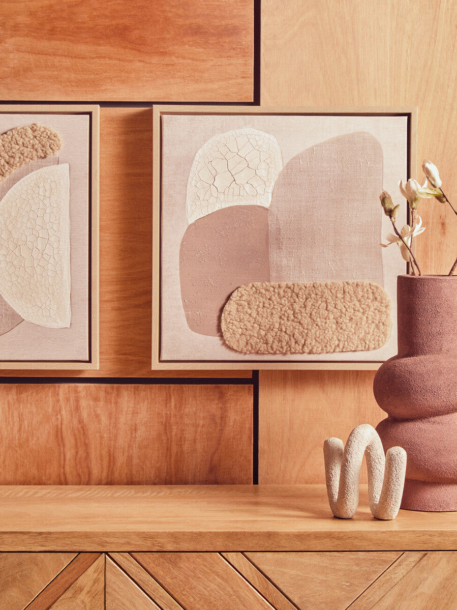 Orsina Astratto Natural Textured Wall Art – Set of 2 Modern Neutral Decor