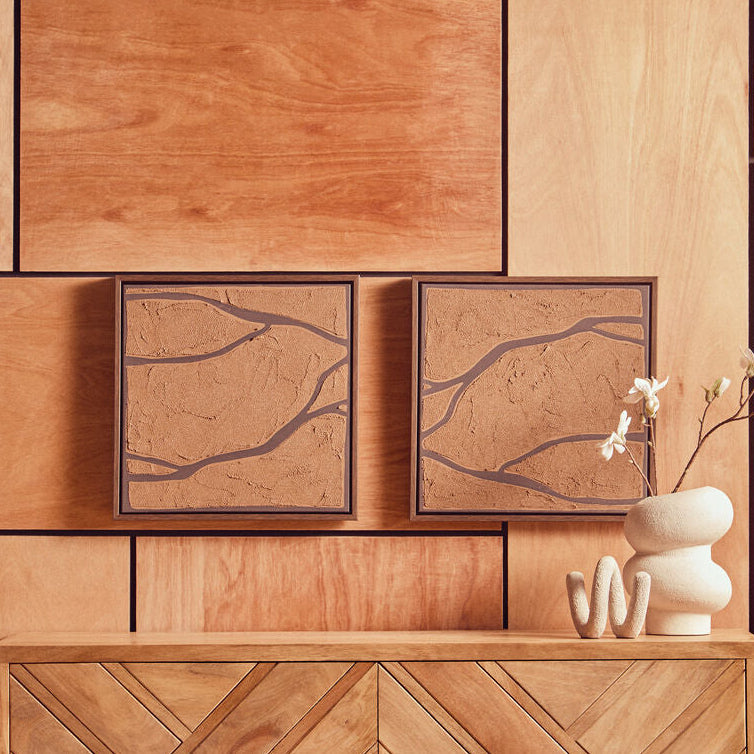 Orsina Astratto Textured Wall Art Set of 2 – Modern Brown & Black