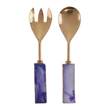 Bowerbird Agata Blue Agate & Metallic Serving Set | 2-Piece Duo