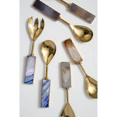 Bowerbird Agata Blue Agate & Metallic Serving Set | 2-Piece Duo