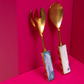Bowerbird Agata Blue Agate & Metallic Serving Set | 2-Piece Duo