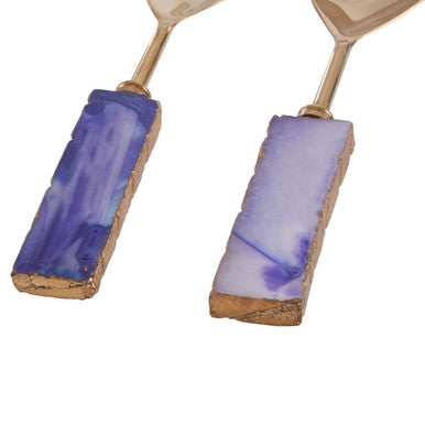 Bowerbird Agata Blue Agate & Metallic Serving Set | 2-Piece Duo