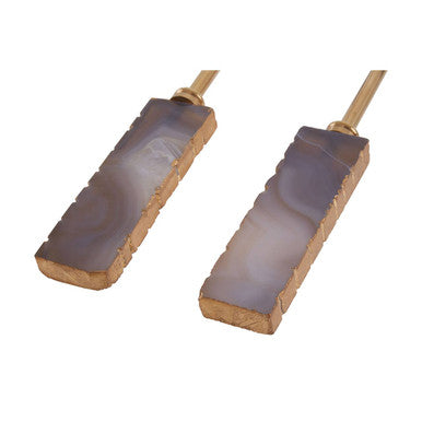 Orsina Bowerbird Agata Grey and Gold Serving Set | Agate Cutlery