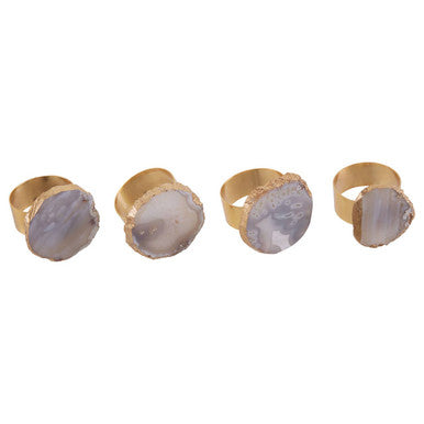 Orsina Bowerbird Agata Grey and Gold Napkin Rings – Set of Table Decor