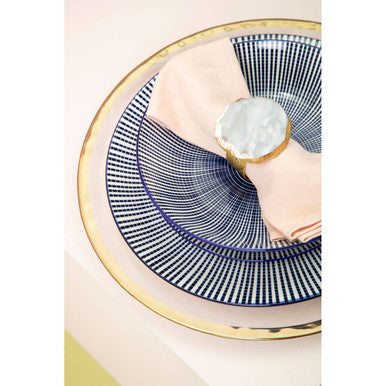 Orsina Bowerbird Agata Grey and Gold Napkin Rings – Set of Table Decor