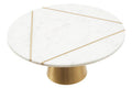 Orsina Omari White Marble Cake Stand – Geometric Gold Inlay Pedestal