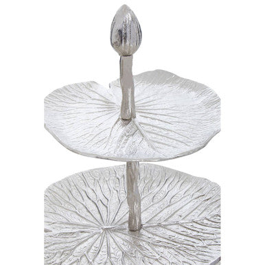 Orsina Salma Three Tier Lotus Leaf Silver Cake Stand | Dessert Display