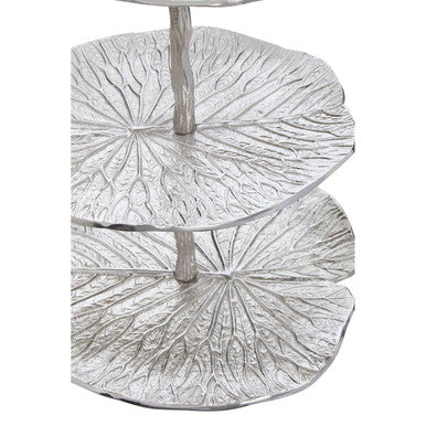 Orsina Salma Three Tier Lotus Leaf Silver Cake Stand | Dessert Display