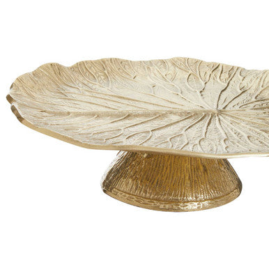 Orsina Salma Gold Lotus Leaf Cake Stand – Sculptural Dessert Display