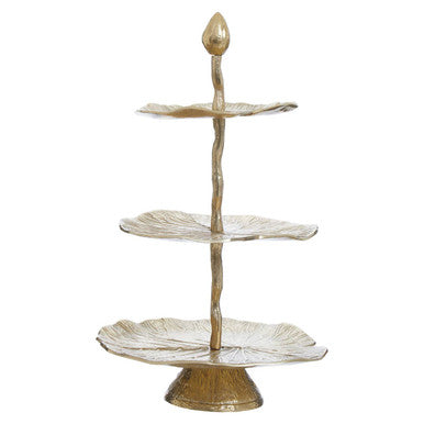 Orsina Salma 3-Tier Lotus Leaf Golden Cake Stand | Dessert Display