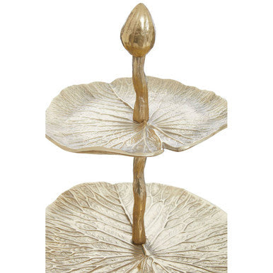 Orsina Salma 3-Tier Lotus Leaf Golden Cake Stand | Dessert Display
