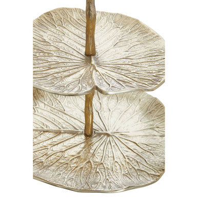 Orsina Salma 3-Tier Lotus Leaf Golden Cake Stand | Dessert Display