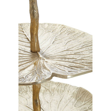 Orsina Salma 3-Tier Lotus Leaf Golden Cake Stand | Dessert Display