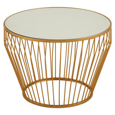 Orsina Avantis Gold Side Table – Tapered Round End Table with Mirror Top