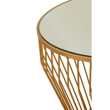 Orsina Avantis Gold Side Table – Tapered Round End Table with Mirror Top