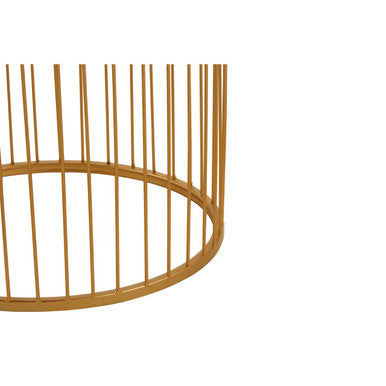 Orsina Avantis Gold Metal Wireframe Round Side Table with Mirrored Top