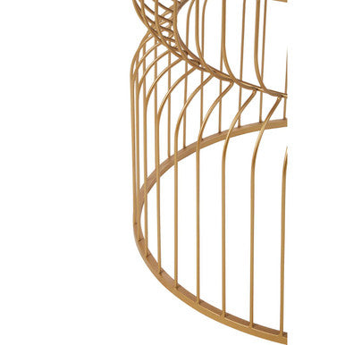 Orsina Round Side Table – Gold Wireframe Base with Mirrored Top