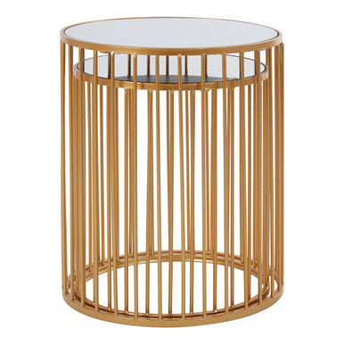 Orsina Avantis Gold Nesting Side Tables | Set of 2 Round Mirrored Tops