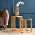 Orsina Avantis Gold Nesting Side Tables | Set of 2 Round Mirrored Tops