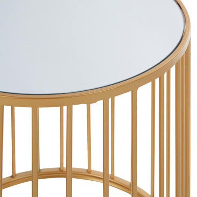 Orsina Avantis Gold Nesting Side Tables | Set of 2 Round Mirrored Tops