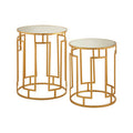 Orsina Avantis Gold Mirrored Round Side Tables – Set of 2 Iron Frames