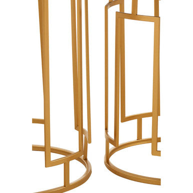 Orsina Avantis Gold Mirrored Round Side Tables – Set of 2 Iron Frames