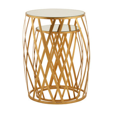 Orsina Avantis Gold Nesting Side Tables – Mirrored Glass Set of 2
