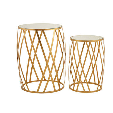 Orsina Avantis Gold Nesting Side Tables – Mirrored Glass Set of 2