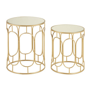 Orsina Avantis Gold Nesting Side Tables – Set of 2 Mirrored Glass