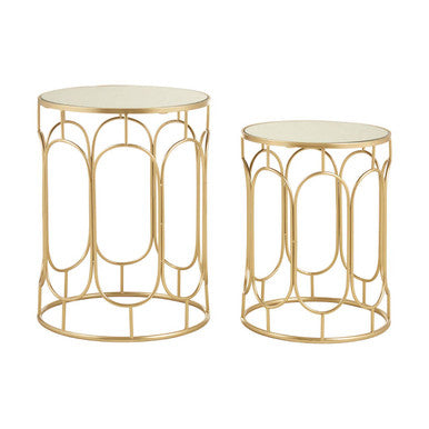 Orsina Avantis Gold Nesting Side Tables – Set of 2 Mirrored Glass