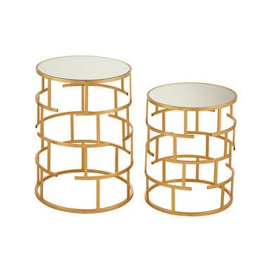 Orsina Avantis Gold Nesting Side Tables – Set of 2 Mirrored Glass
