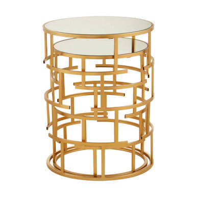 Orsina Avantis Gold Nesting Side Tables – Set of 2 Mirrored Glass