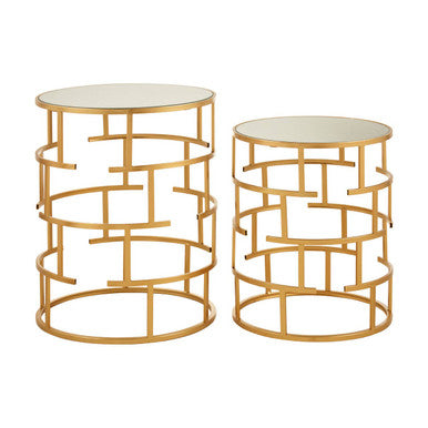 Orsina Avantis Gold Nesting Side Tables – Set of 2 Mirrored Glass
