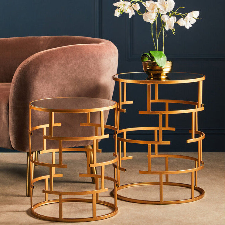 Orsina Avantis Gold Nesting Side Tables – Set of 2 Mirrored Glass