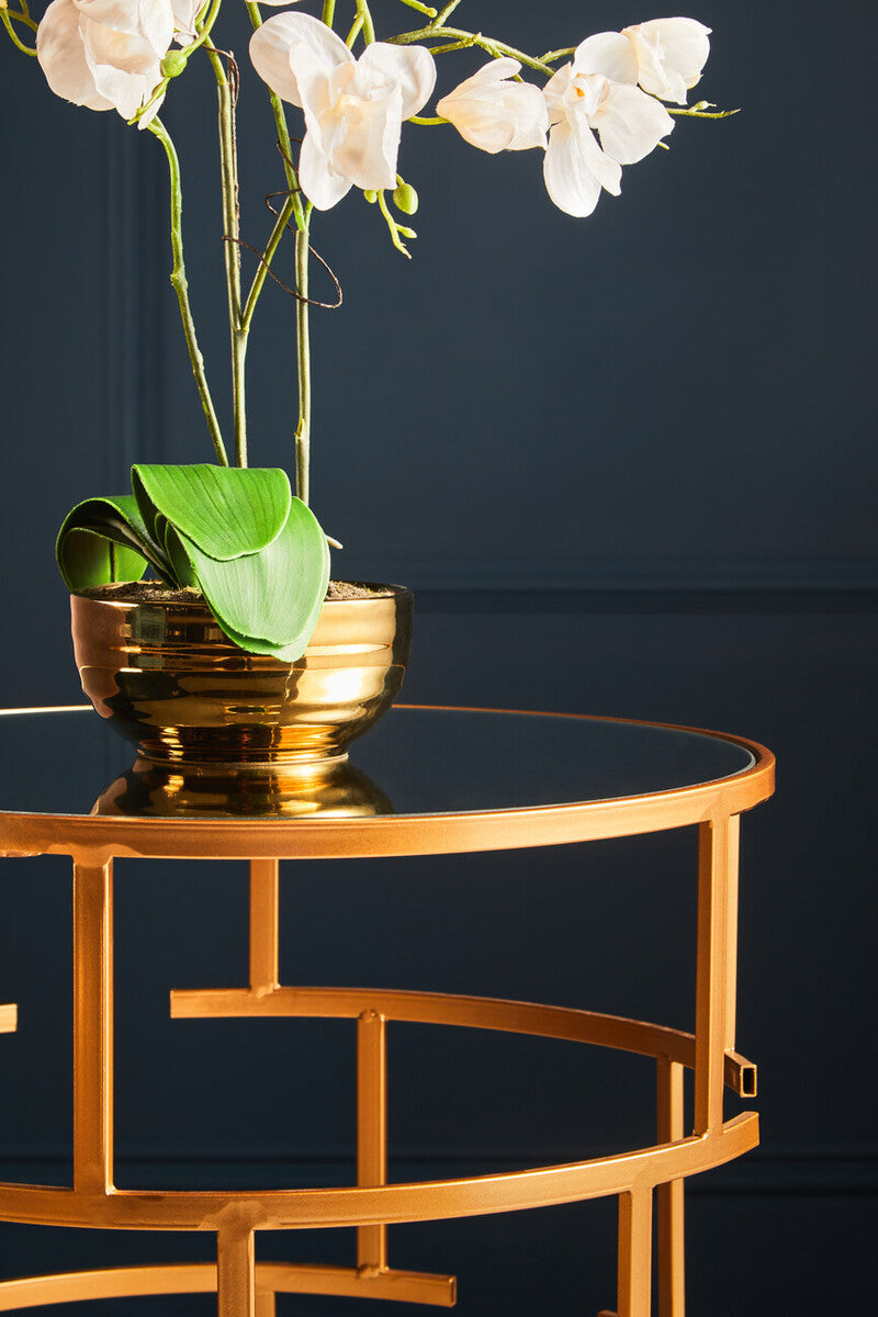 Orsina Avantis Gold Nesting Side Tables – Set of 2 Mirrored Glass