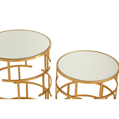 Orsina Avantis Gold Nesting Side Tables – Set of 2 Mirrored Glass
