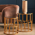 Orsina Avantis Set of 2 Gold Round Side Tables with Mirrored Tops