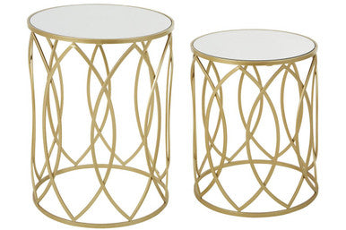 Orsina Avantis Set of 2 Gold Side Tables | Mirrored Glass & Metal